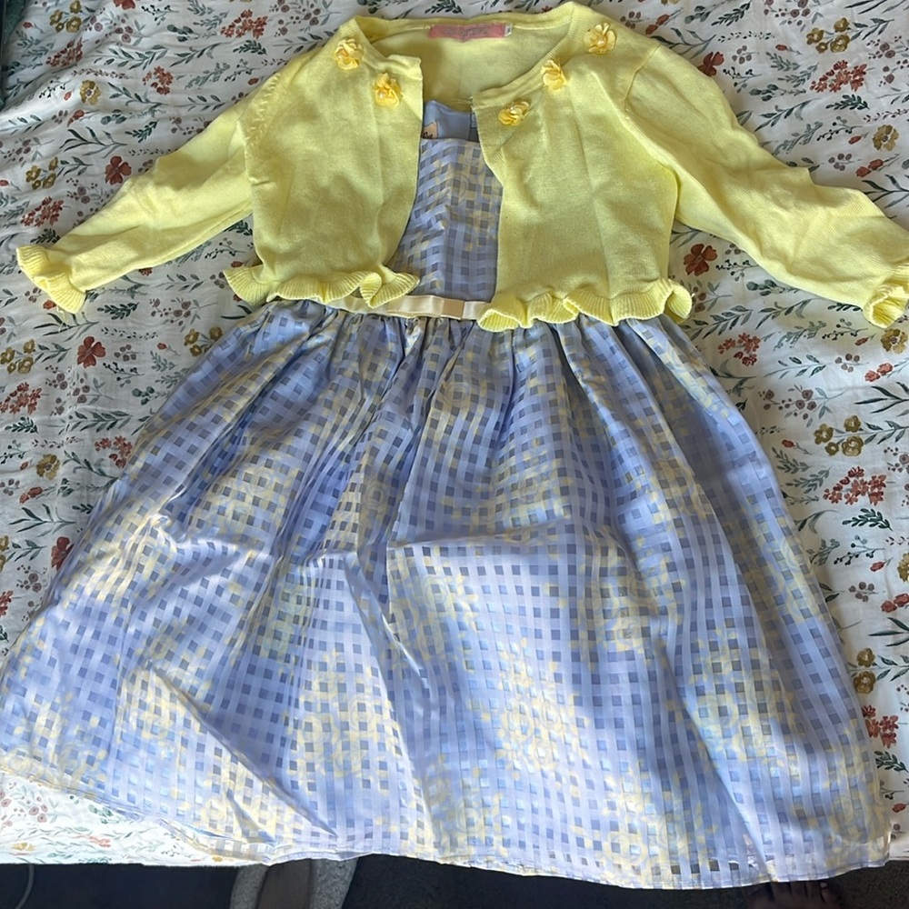Brand Purple Rose Dress, with top size 4T, color purple and yellow